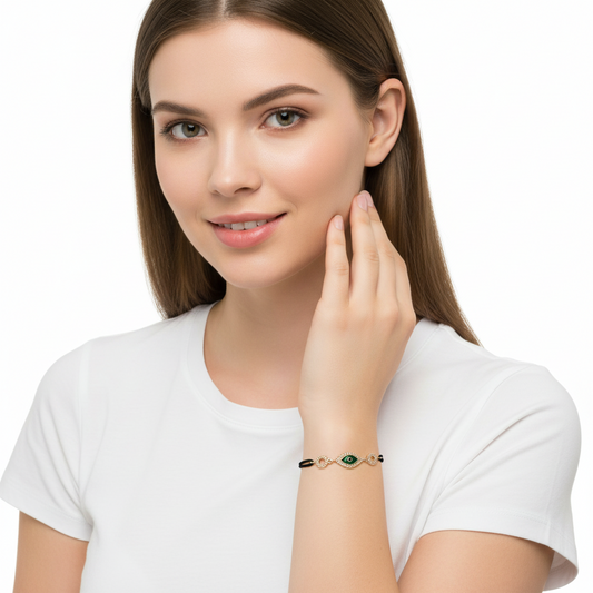 Evil Eye Diamond Bracelet in Silver with 45 diamonds - Jewelslane
