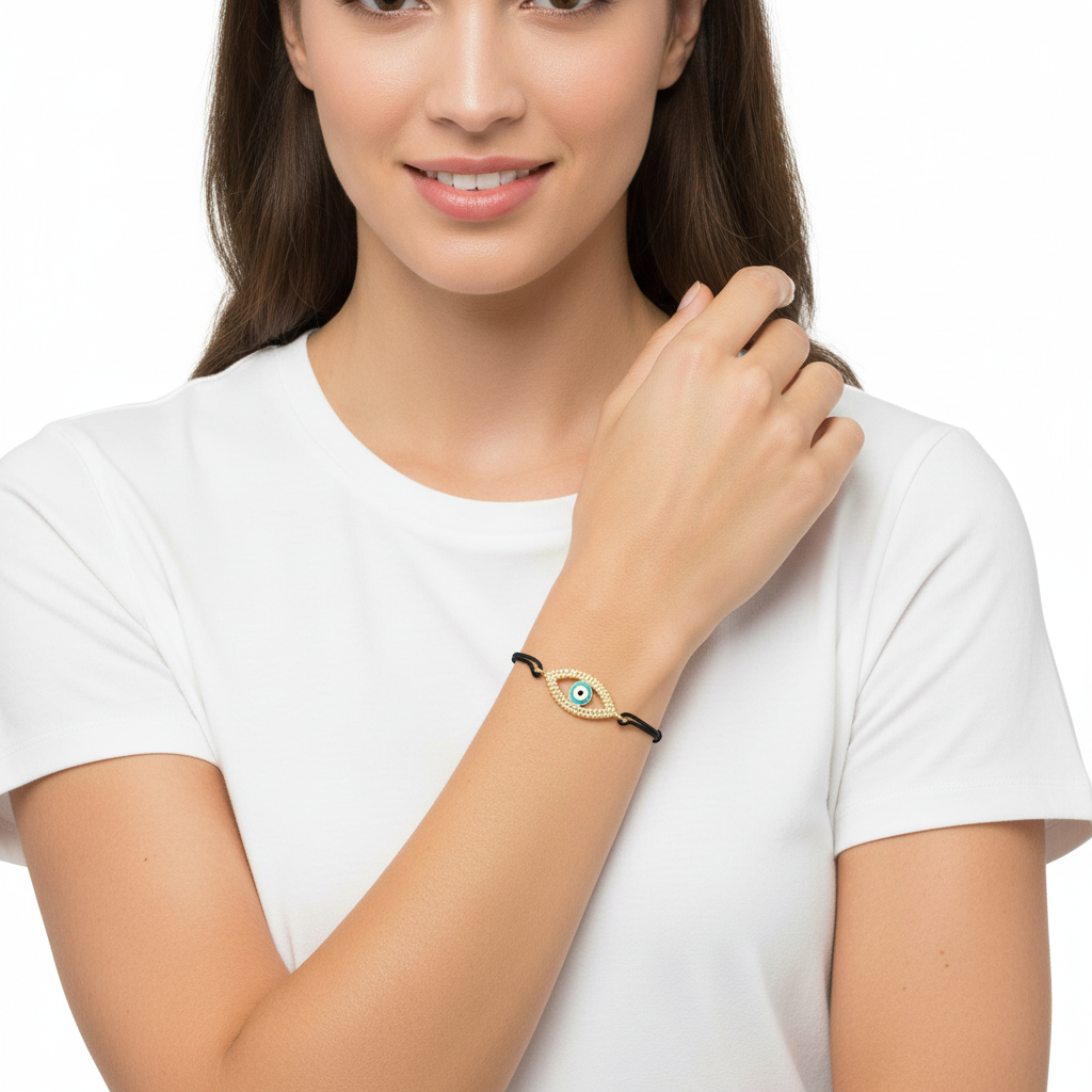 Evil Eye Gold Bracelet with diamonds - Jewelslane