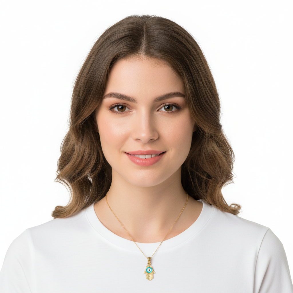 Evil Eye Gold Charm with Fatima's Hand - Jewelslane