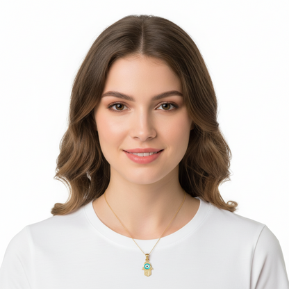 Evil Eye Gold Charm with Fatima's Hand - Jewelslane