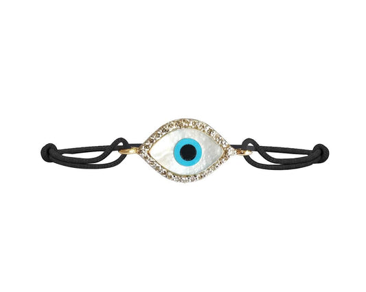 Evil Eye In 14k gold with Diamonds on Adjustable Thread - Jewelslane