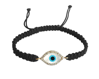 Evil Eye In 14k gold with Diamonds on Adjustable Thread - Jewelslane
