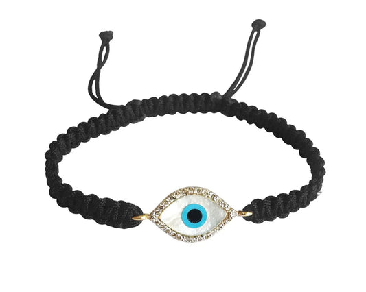 Evil Eye In 14k gold with Diamonds on Adjustable Thread - Jewelslane