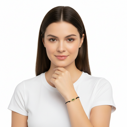 Evil Eye In Gold Bracelet with Enamel Work - Jewelslane