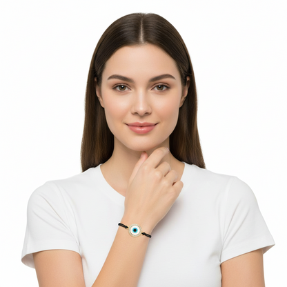 Evil eye Mother of  Pearl Bracelet on adjustable thread - Jewelslane