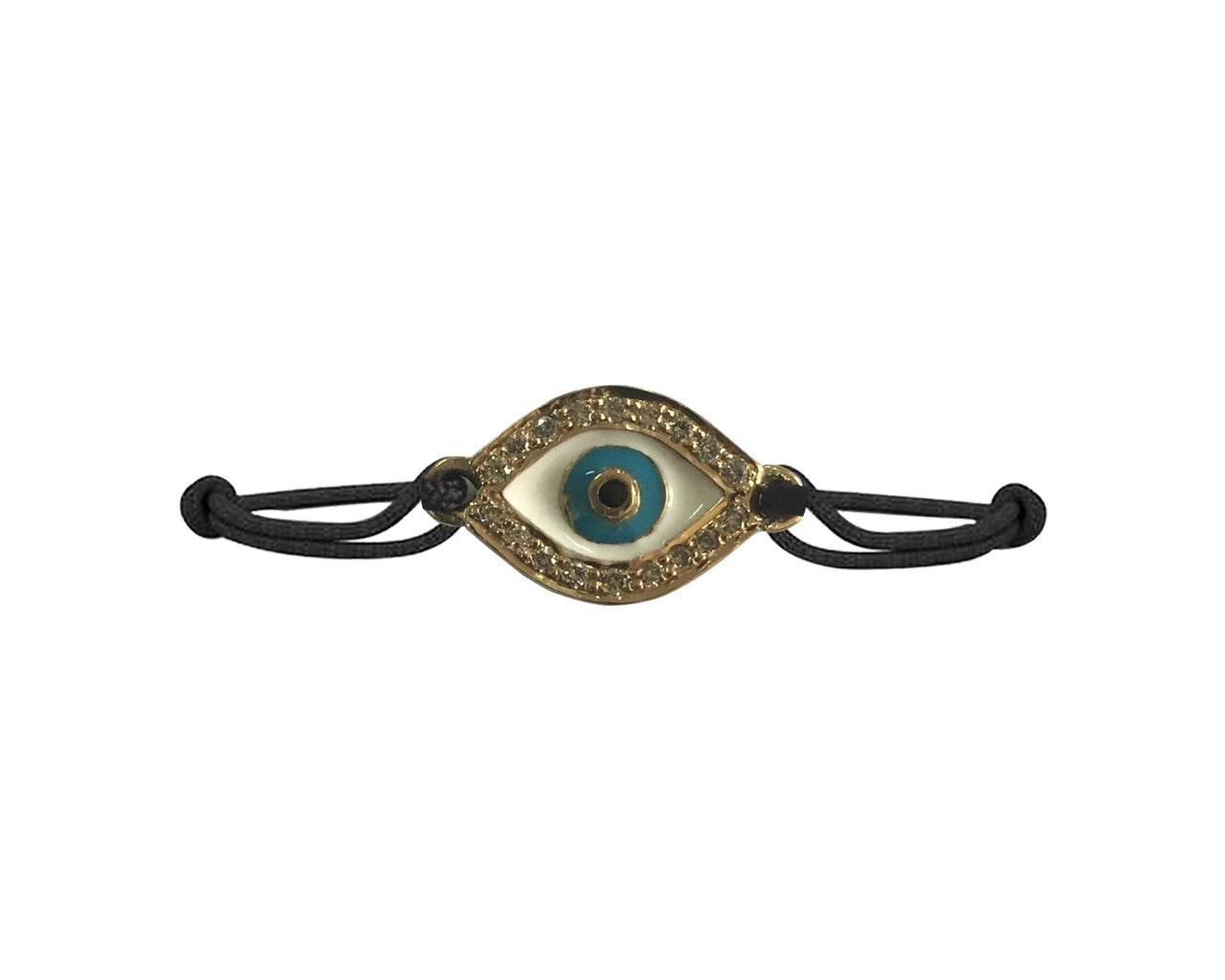 Evil Eye Bracelet in Gold with Diamond & Enamel - Jewelslane