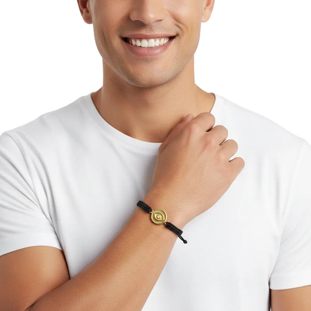 Evil eye bracelet in gold with single diamond - Jewelslane