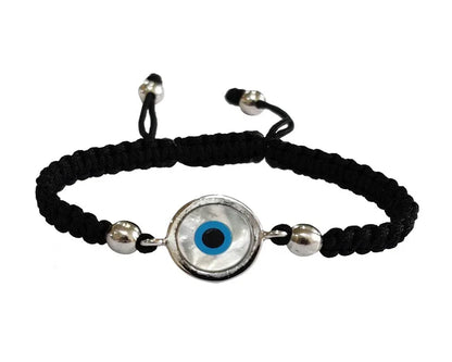 Evil eye silver bracelet on adjustable thread - jewelslane