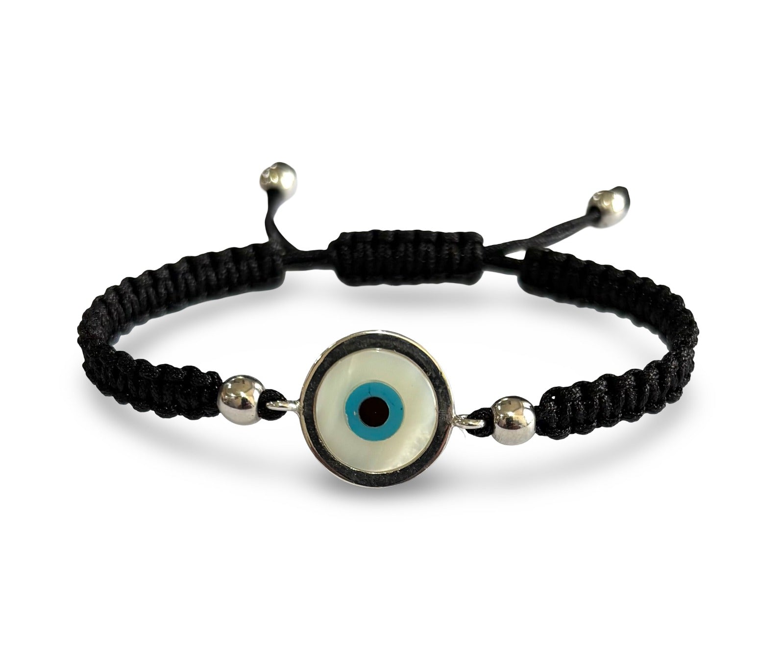 Evil eye silver bracelet on adjustable thread - Jewelslane