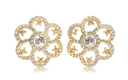Floral design diamond ear studs - Jewelslane