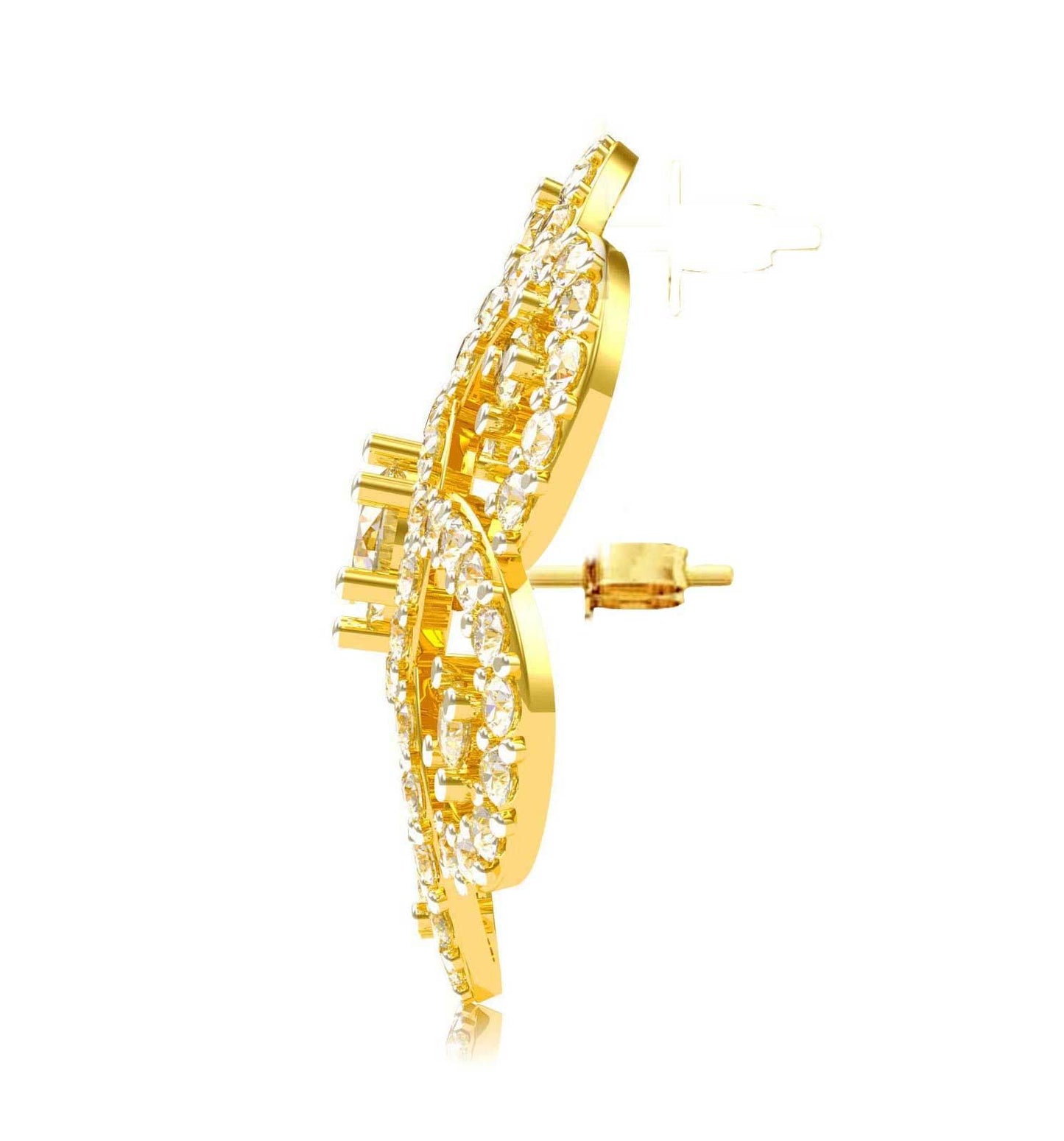Floral design diamond ear studs - Jewelslane