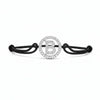 Silver diamond alphabet B bracelet with black adjustable cord