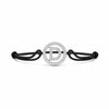 Silver diamond alphabet D bracelet with black adjustable cord
