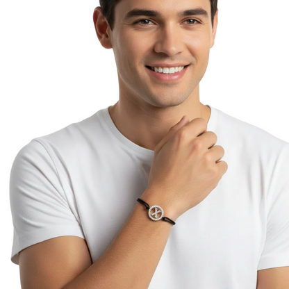 Male model wearing Diamond Initial X Bracelet