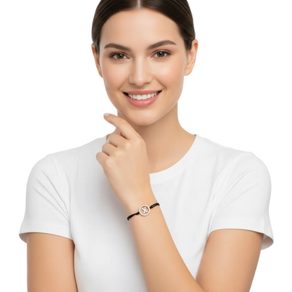 Female model wearing Diamond Initial X Bracelet