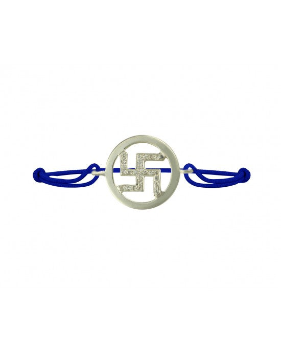 Swastik Inside Diamonds in Silver - jewelslane