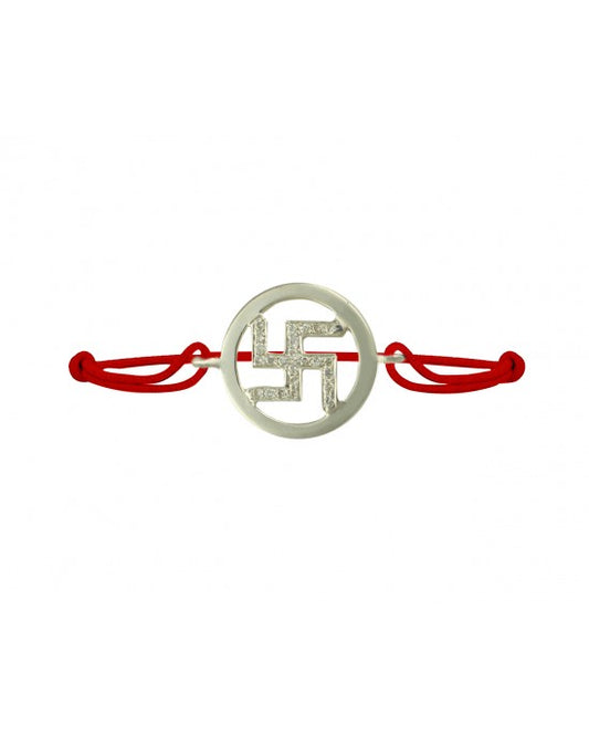 Swastik Inside Diamonds in Silver - jewelslane