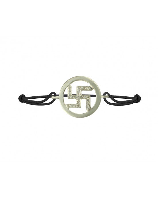 Swastik Inside Diamonds in Silver - jewelslane