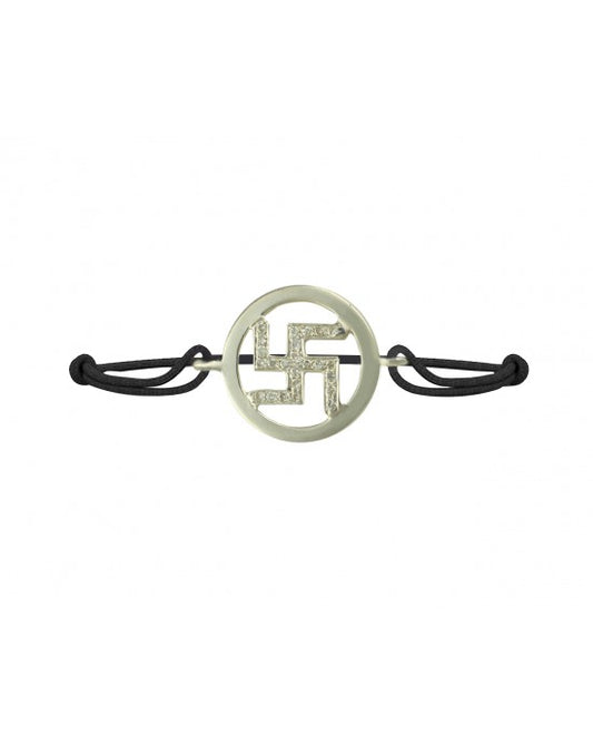 Swastik Inside Diamonds in Silver - jewelslane