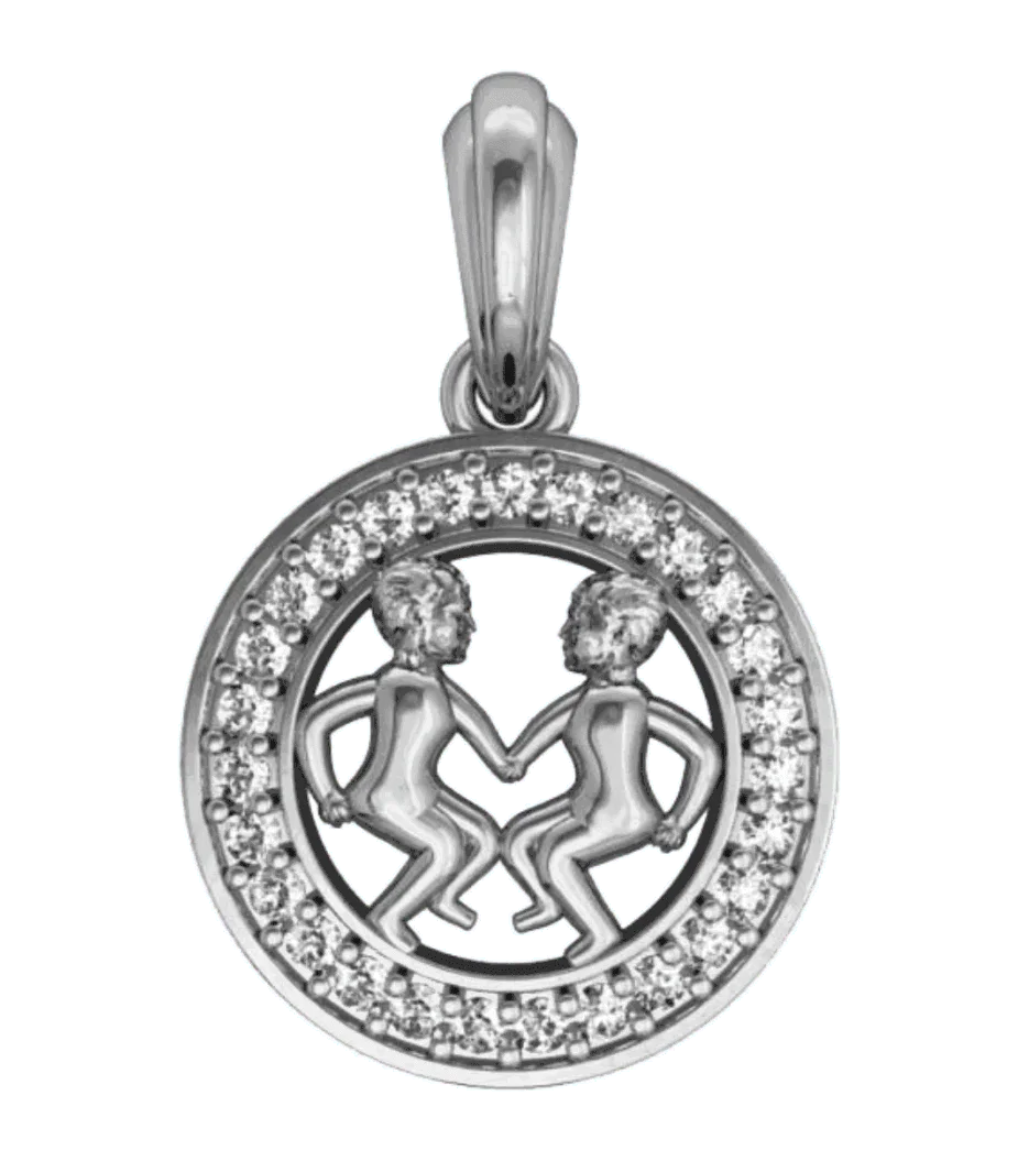 Gemini Charm in silver - Jewelslane