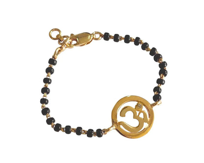 Gold Plated Om New Born Baby Bracelet In Silver - Jewelslane