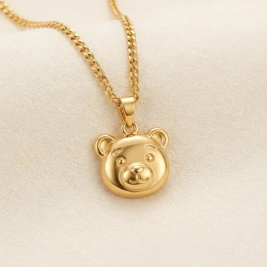 Gold Teddy Bear charm with enamel work | Jewelslane