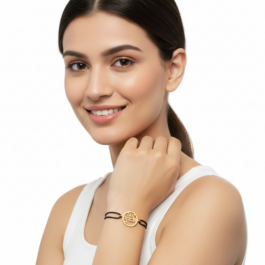 Gold plated auspicious Jai Guru Ji Bracelet in silver for men and women - Jewelslane