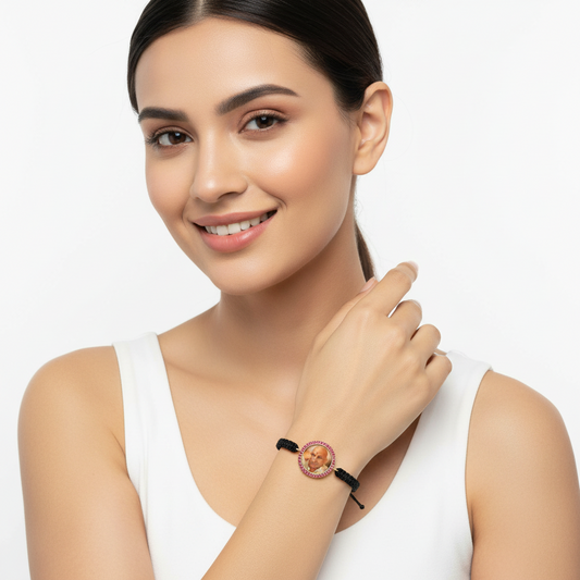 Guruji Swaroop Bracelet in gold with natural rubies - Jewelslane