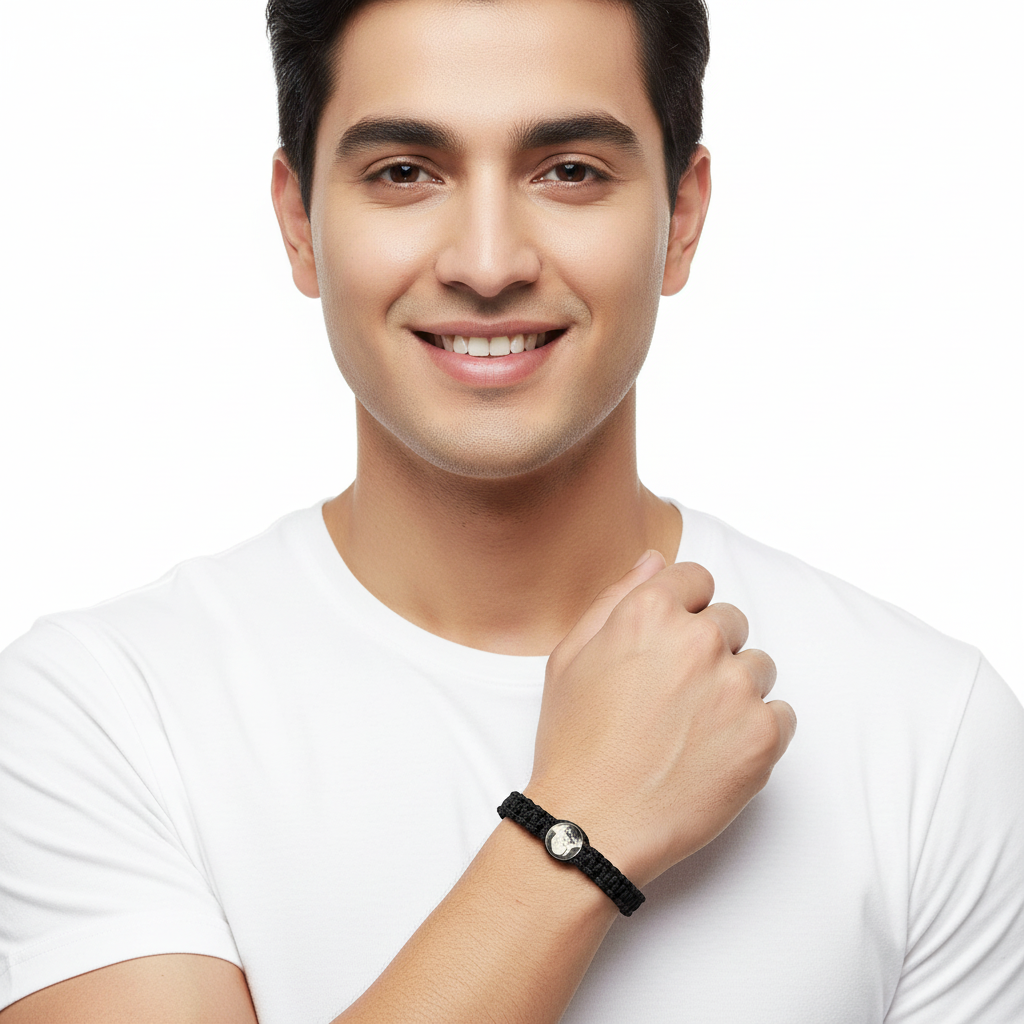 Guruji swaroop bracelet in silver for men - Jewelslane