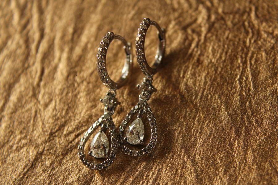 Pear Shape Diamond Danglers - Jewelslane