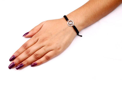 Hanuman Single Diamond Bracelet in Silver - Jewelslane