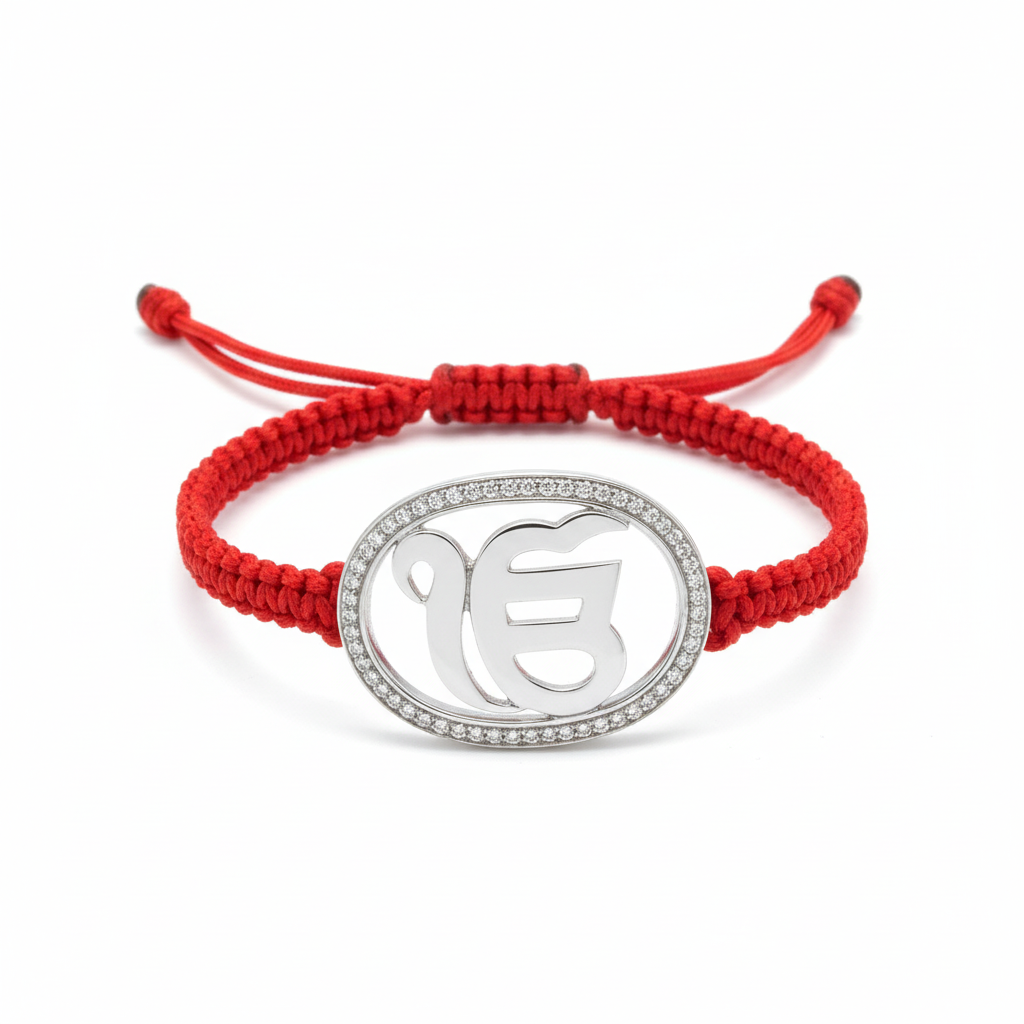 Ik Onkaar Bracelet in Silver with Diamond - Jewelslane