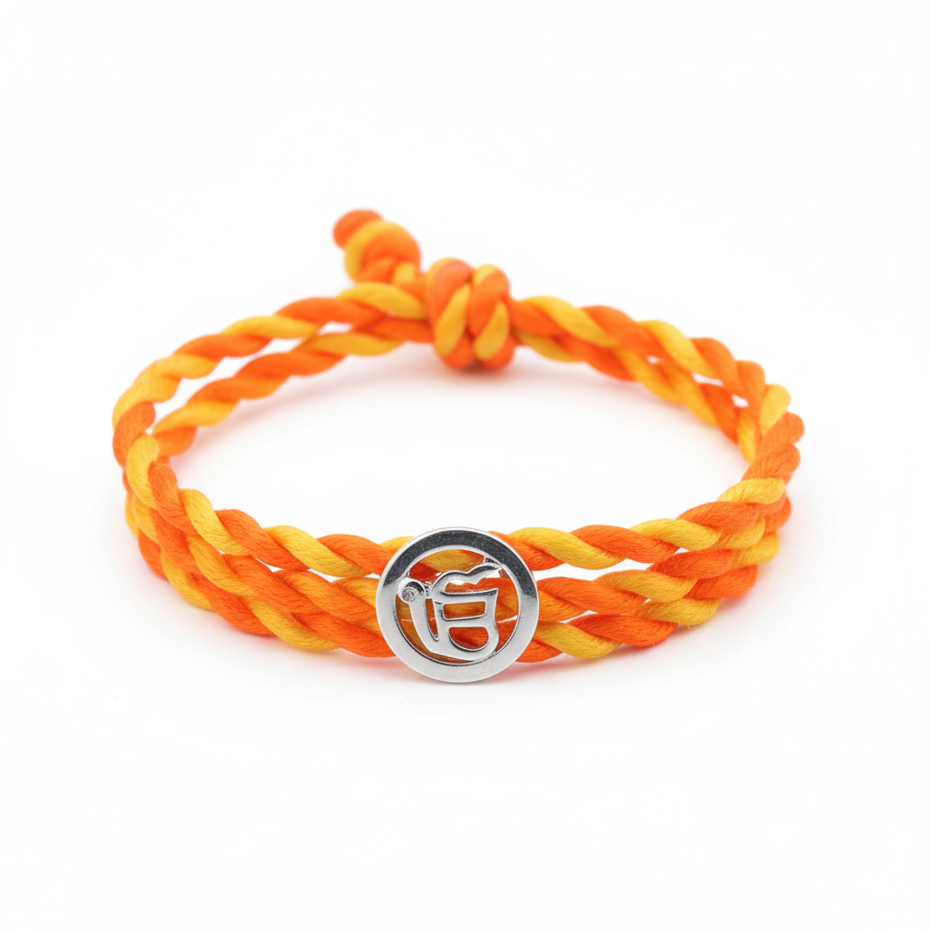 Ik Onkaar Bracelet in Silver with Diamonds on Braided Thread - Jewelslane