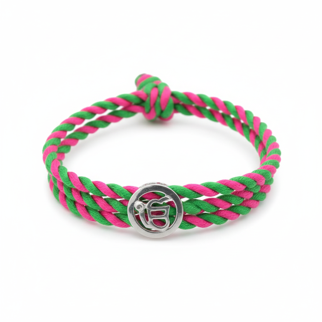 Ik Onkaar Bracelet in Silver with Diamonds on Braided Thread - Jewelslane