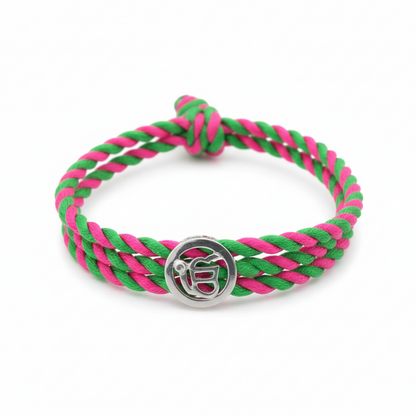 Ik Onkaar Bracelet in Silver with Diamonds on Braided Thread - Jewelslane