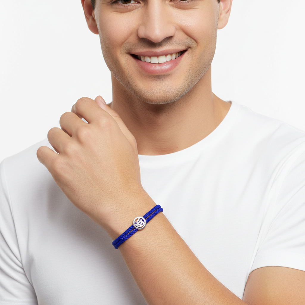 Ik Onkaar Diamond Braided Bracelet in silver - Jewelslane