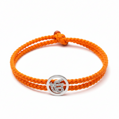 Ik Onkaar Diamond Braided Bracelet in silver - Jewelslane