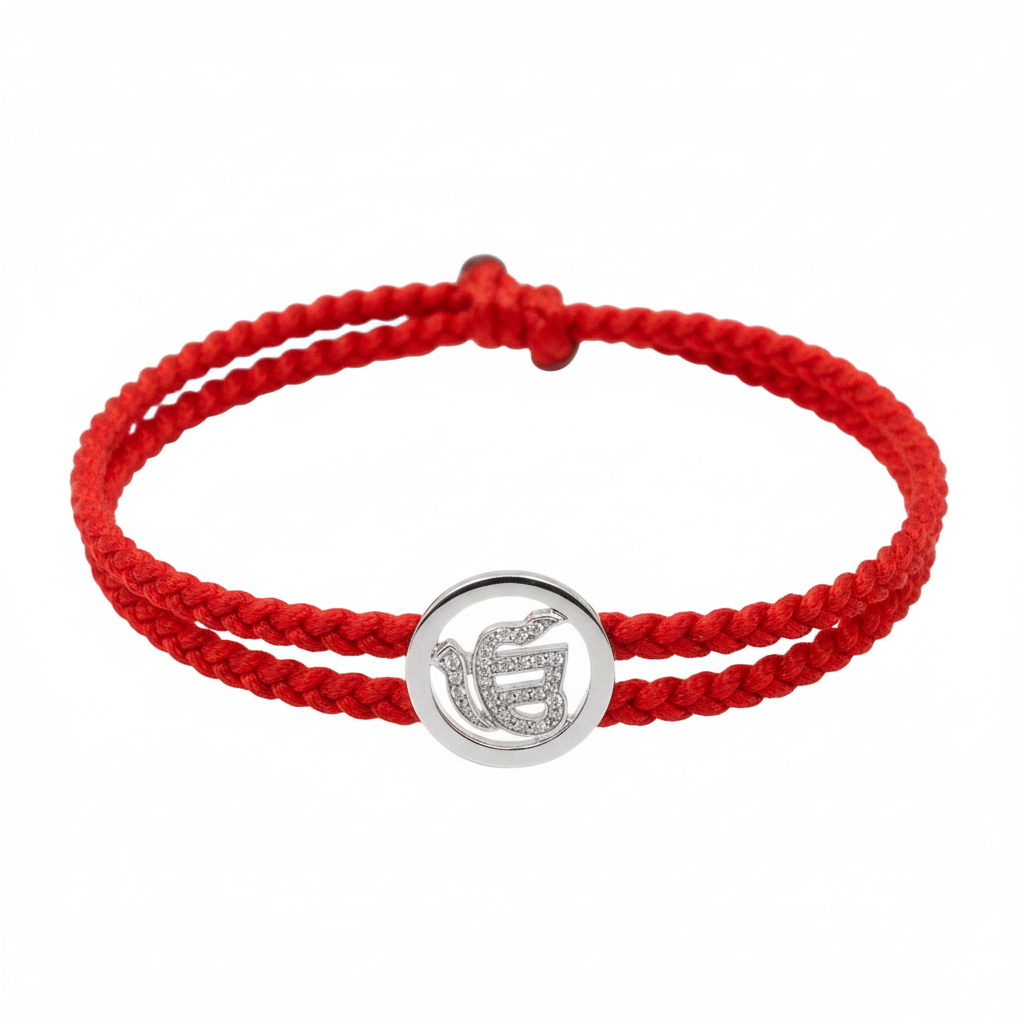 Ik Onkaar Diamond Braided Bracelet in silver - jewelslane