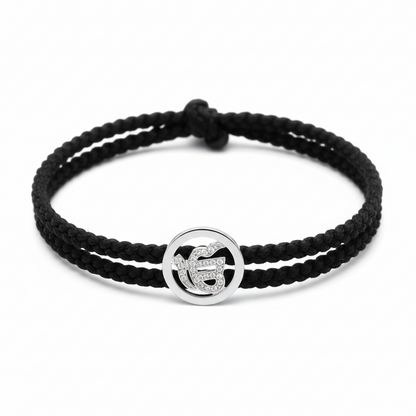 Ik Onkaar Diamond Braided Bracelet in silver -Jewelslane