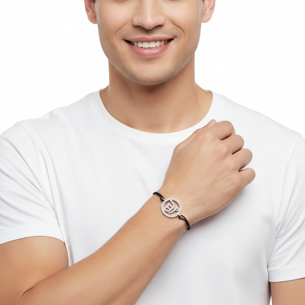 Ik Onkaar Full Diamond Bracelet in silver - Jewelslane