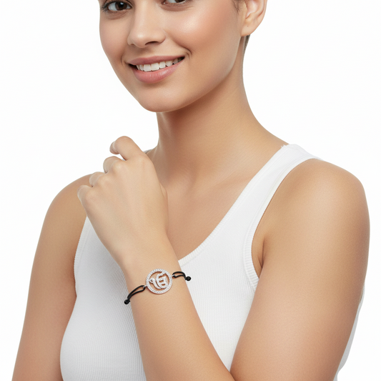 Ik Onkaar Full Diamond Bracelet in silver - Jewelslane