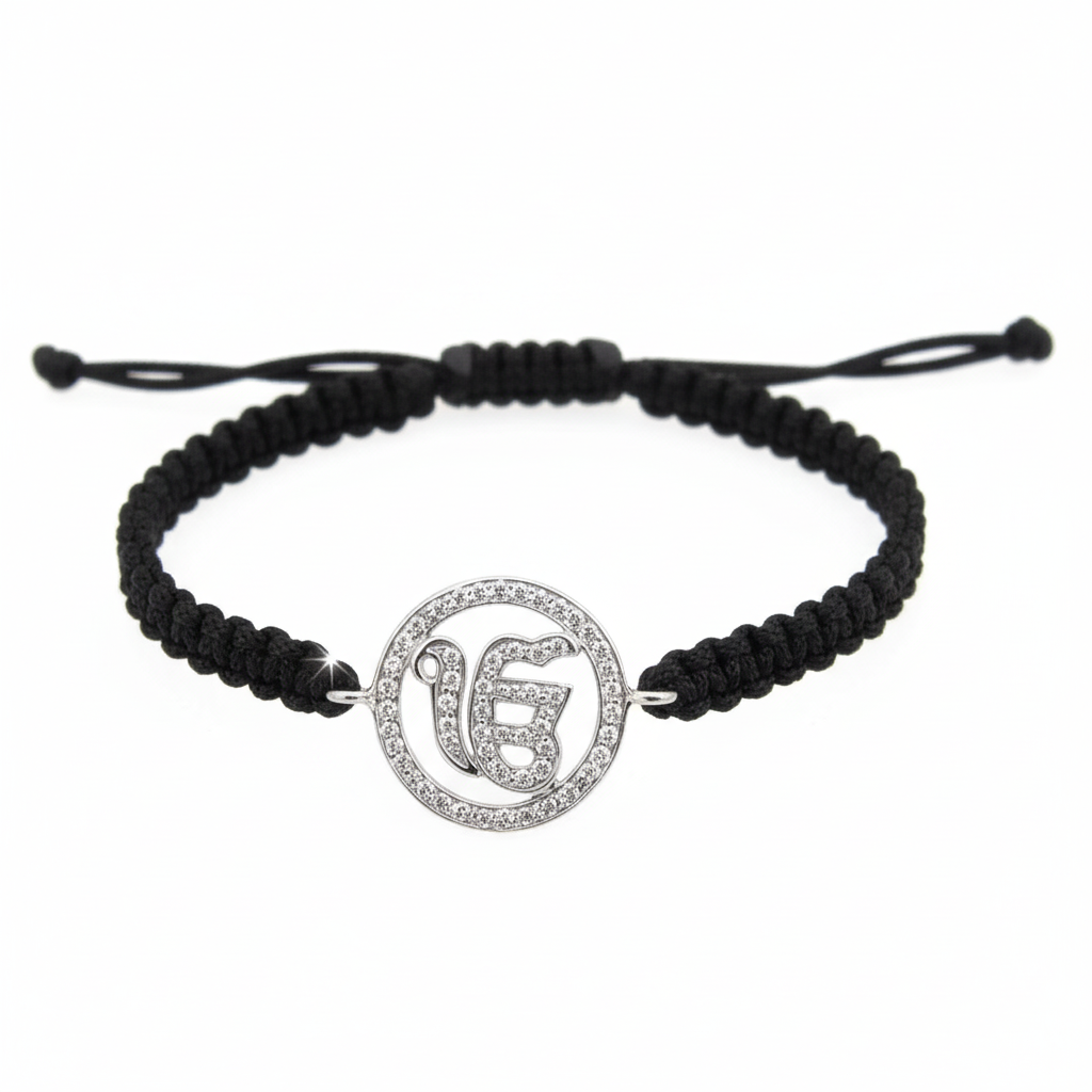 Ik Onkaar Full Diamond Bracelet in silver - Jewelslane