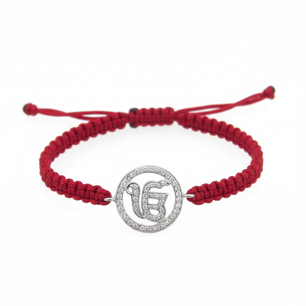 Ik Onkaar Full Diamond Bracelet in silver - Jewelslane
