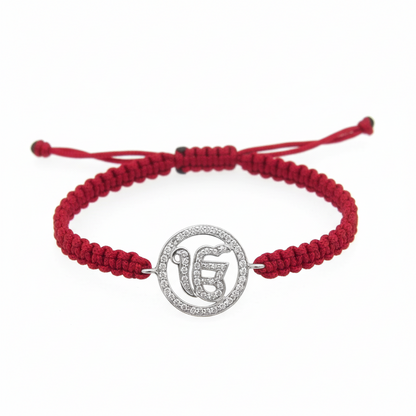 Ik Onkaar Full Diamond Bracelet in silver - Jewelslane
