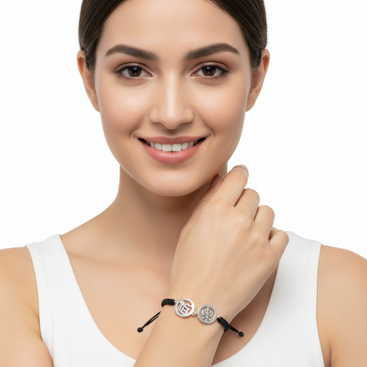 Ik Onkaar & Khanda Bracelet in Silver - Jewelslane