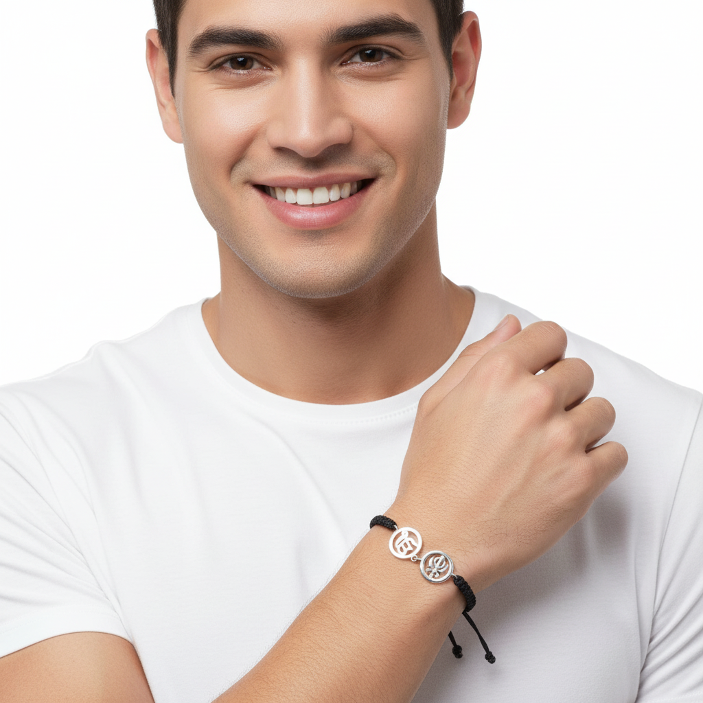 Ik Onkaar & Khanda Bracelet in Silver - Jewelslane