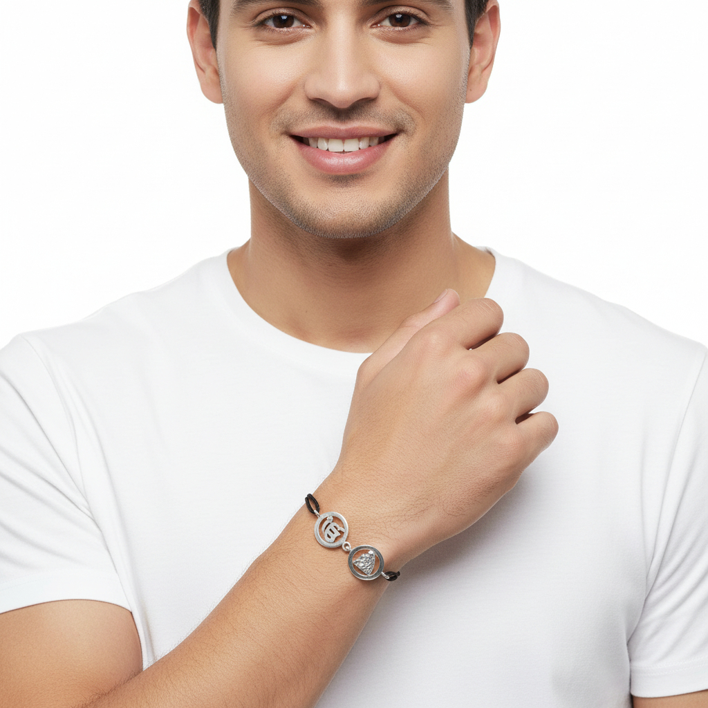 Ik Onkaar & Sai Bracelet in Silver - Jewelslane