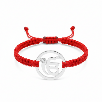 Ik Onkaar Silver Bracelet with Diamond on Nylon Thread - Jewelslane