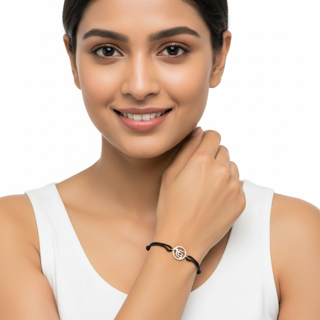 Ik Onkaar Single Diamond Silver Bracelet - Jewelslane