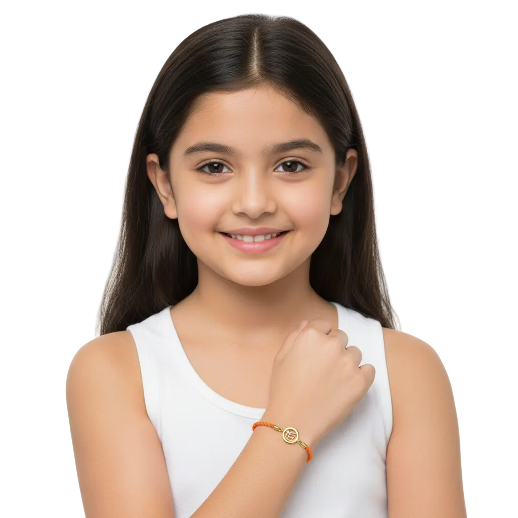 Ik onkaar Bracelet On Nylon Thread with Gold Plated Adjustable Silver Lock for Girls - Jewelslane